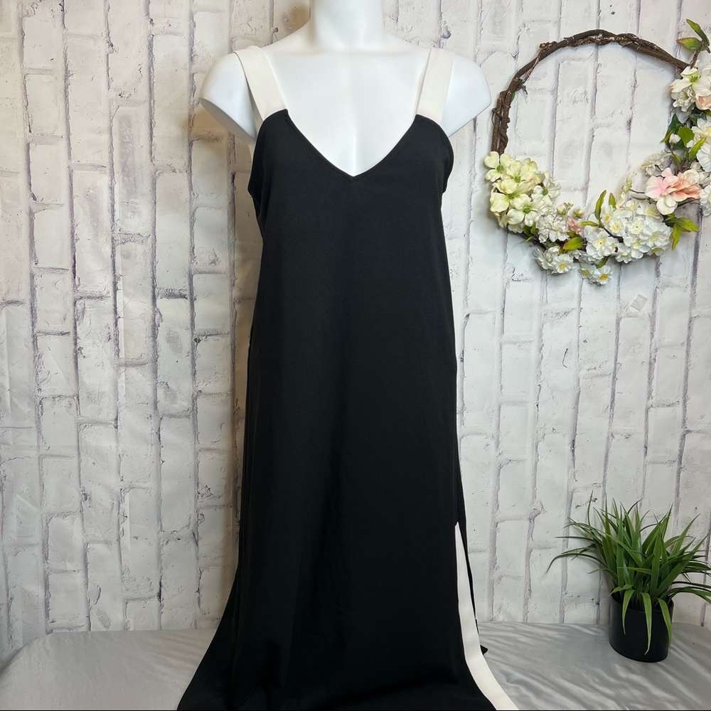 AQUA Asymmetric Black Tie Side split Cocktail Dress
